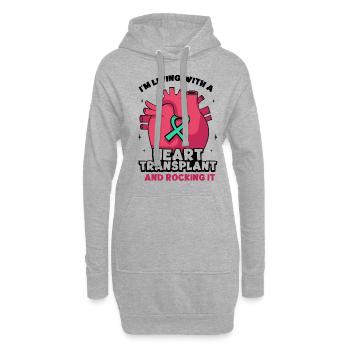 I'm Living With A heart Transplant And Rocking It - Hoodie-Kleid - Grau meliert - Vorne