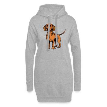 Chien dans le style comique - Sweat-shirt à capuche long Femme - gris chiné - Devant