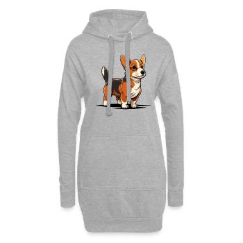 Chien dans le style comique - Sweat-shirt à capuche long Femme - gris chiné - Devant