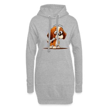 Chien dans le style comique - Sweat-shirt à capuche long Femme - gris chiné - Devant