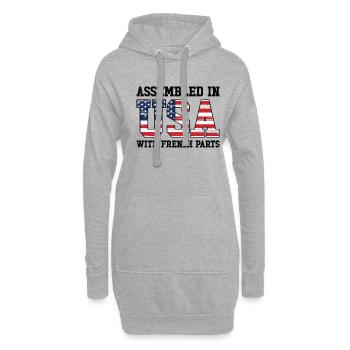Nés : Français, France, Américain, USA - Sweat-shirt à capuche long Femme - gris chiné - Devant