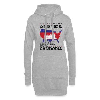 Né: Cambodgien, Cambodgien, Américain, États-Unis - Sweat-shirt à capuche long Femme - gris chiné - Devant