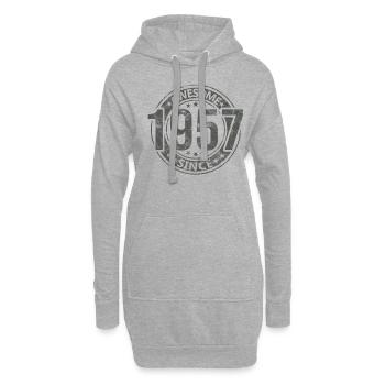 Génial depuis l’anniversaire rétro vintage 1957 - Sweat-shirt à capuche long Femme - gris chiné - Devant