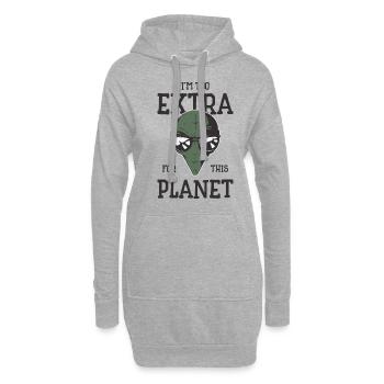 Weltraum Alien Extrovertiert Außerirdische Wesen - Hoodie-Kleid - Grau meliert - Vorne