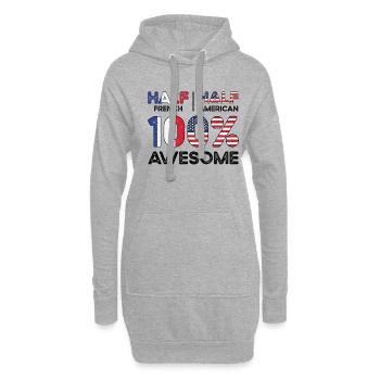 Nés : Français, France, Américain, USA - Sweat-shirt à capuche long Femme - gris chiné - Devant