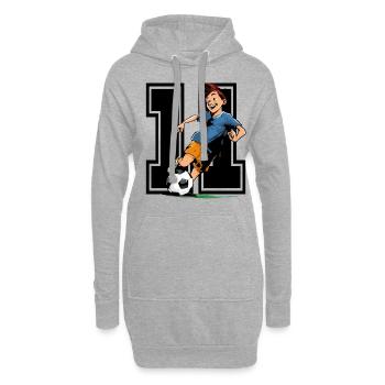 Anniversaire de football - garçon de 11 ans - 11. - Sweat-shirt à capuche long Femme - gris chiné - Devant