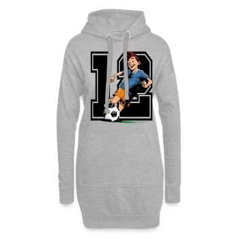 Football Birthday - 12 year old boy - 12. - Hoodie Dress - heather grey - Front