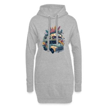 Camping, Van, Campingwagen, Travel - Hoodie-Kleid - Grau meliert - Vorne