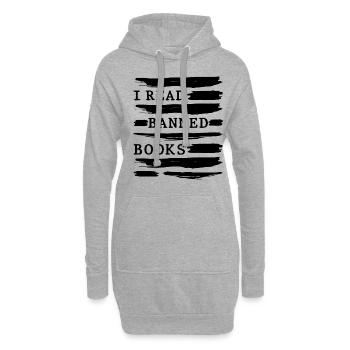 Ich lese verbotenes Buch Buchliebhaber Leser lesen - Hoodie-Kleid - Grau meliert - Vorne