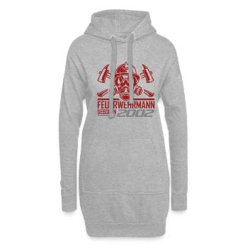 Feuerwehr Feuerwehrmann 2002 Geboren Geburtstag - Hoodie-Kleid - Grau meliert - Vorne