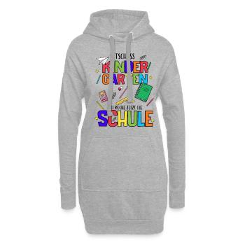 Einschulung Schulanfang Grundschule 1. Klasse - Hoodie-Kleid - Grau meliert - Vorne