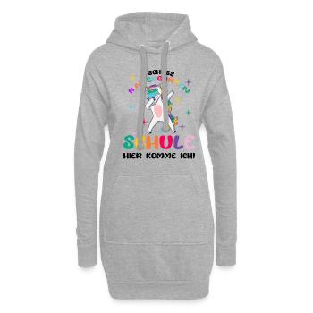 Einschulung Schulanfang Grundschule Erste Klasse - Hoodie-Kleid - Grau meliert - Vorne