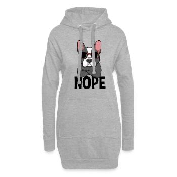 Non, bouledogue français, chien, non, - Sweat-shirt à capuche long Femme - gris chiné - Devant
