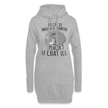 Chats En Cas de Mauvaise Humeur Placer le Chat Ici - Sweat-shirt à capuche long Femme - gris chiné - Devant