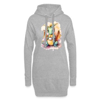 Dragon avec style aquarelle café - Sweat-shirt à capuche long Femme - gris chiné - Devant