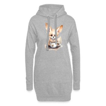 Fennec Fox avec style aquarelle café - Sweat-shirt à capuche long Femme - gris chiné - Devant