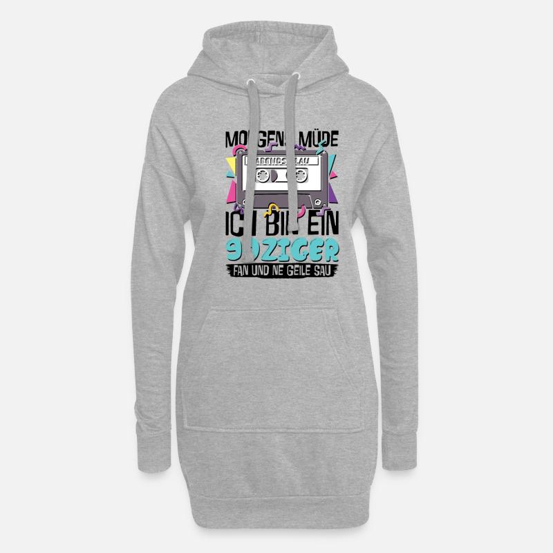 Morgens Müde Abends Blau 90ziger - Hoodie-Kleid - Grau meliert