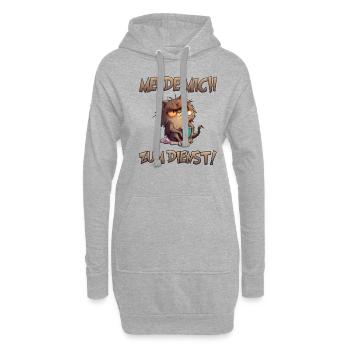 Katze Melde mich zum Dienst - Hoodie-Kleid - Grau meliert - Vorne