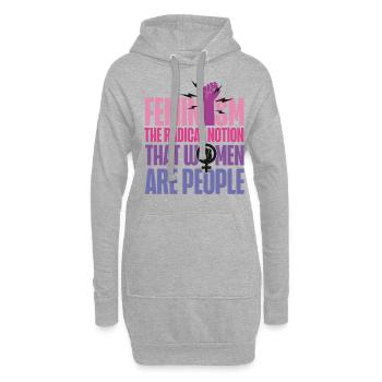 Féminisme féministe : le radical - Sweat-shirt à capuche long Femme - gris chiné - Devant