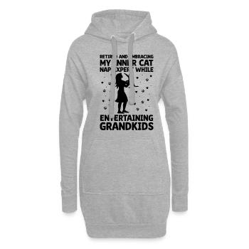 Katzenliebhaber Pensionierte Oma Rentnerin Katzenbesitzer Katze - Hoodie-Kleid - Grau meliert - Vorne