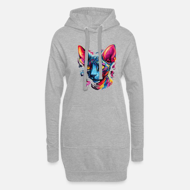 sphynx cat - Hoodie-Kleid - Grau meliert