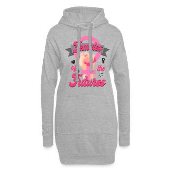 Femmes féministes du futur - Sweat-shirt à capuche long Femme - gris chiné - Devant