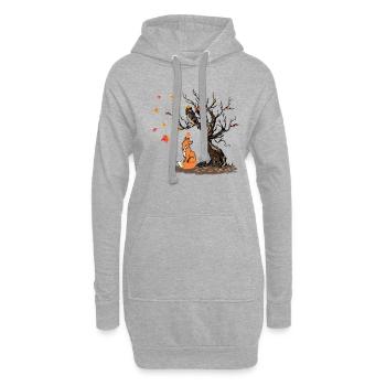 Renard et hibou sur l’arbre - Sweat-shirt à capuche long Femme - gris chiné - Devant