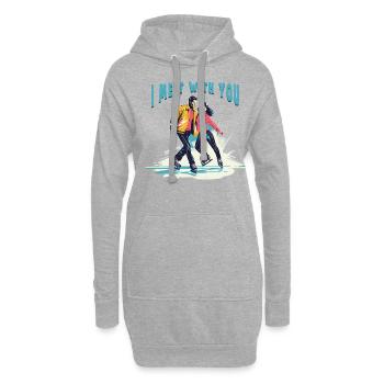 Patineur sur glace Patinage sur glace Patinage sur glace - Sweat-shirt à capuche long Femme - gris chiné - Devant