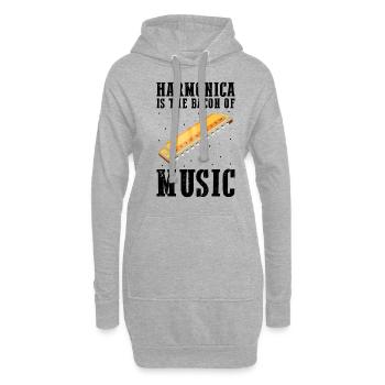 Mundharmonika Spieler und Mundharmonika - Hoodie-Kleid - Grau meliert - Vorne