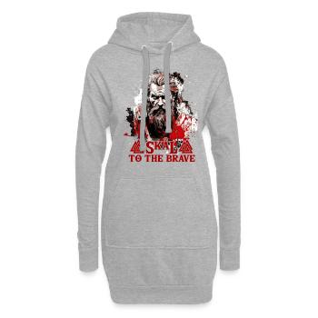 Skal to the brave Wikinger Kultur - Hoodie-Kleid - Grau meliert - Vorne