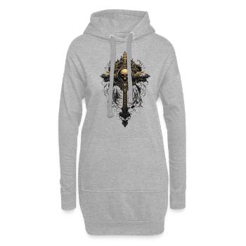 Croix gothiques design victorien - Sweat-shirt à capuche long Femme - gris chiné - Devant