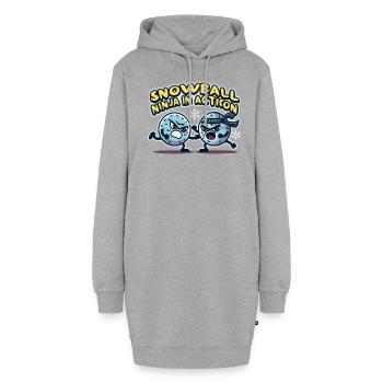 Schneeballschlacht - Snowball Ninja in Action - Hoodie-Kleid - Grau meliert - Vorne