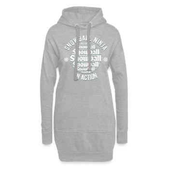 Schneeballschlacht - Snowball Ninja in Action - Hoodie-Kleid - Grau meliert - Vorne