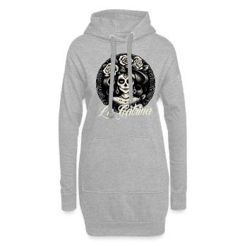 La Catrina Cool Dia De Los Muertos Design - Sweat-shirt à capuche long Femme - gris chiné - Devant