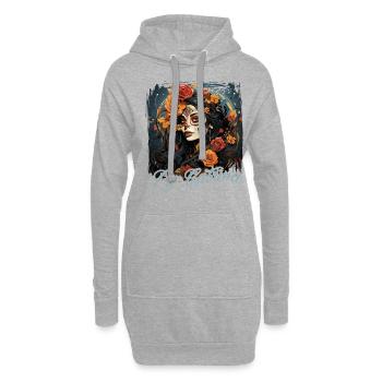 La Catrina Cool Dia De Los Muertos Design - Sweat-shirt à capuche long Femme - gris chiné - Devant