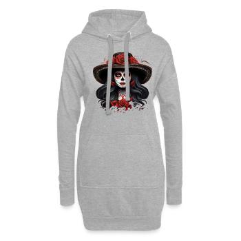 La Catrina Cool Dia De Los Muertos Design - Sweat-shirt à capuche long Femme - gris chiné - Devant