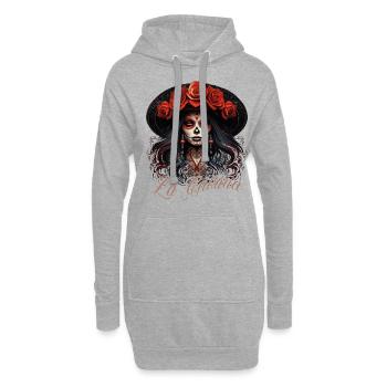 La Catrina Cool Dia De Los Muertos Design - Sweat-shirt à capuche long Femme - gris chiné - Devant