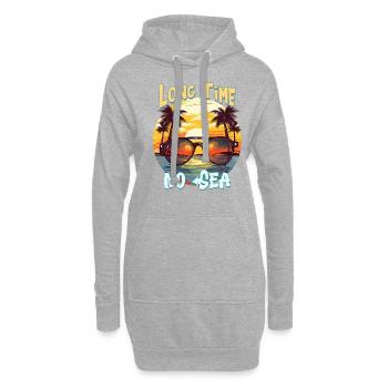 Vacances d’été au bord de la mer Longtemps pas de mer - Sweat-shirt à capuche long Femme - gris chiné - Devant