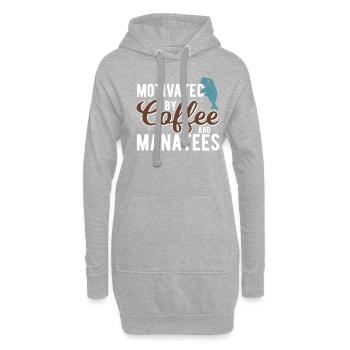 Motivated by coffee and Manatees Süße Ozean Seekuh - Hoodie-Kleid - Grau meliert - Vorne