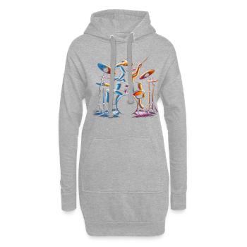 Tambours pour chiens - Sweat-shirt à capuche long Femme - gris chiné - Devant