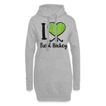 Field Hockey Heart I Love Field - Hoodie-Kleid - Grau meliert - Vorne
