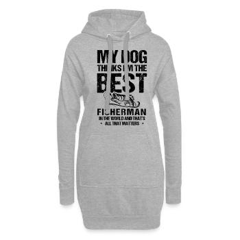 Angeln Hundebesitzer Hundeliebhaber Perfect Fishing Funn - Hoodie-Kleid - Grau meliert - Vorne