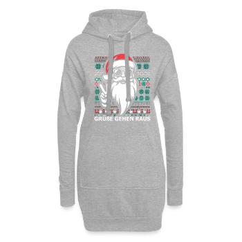cooler Weihnachtsmann - Hoodie-Kleid - Grau meliert - Vorne