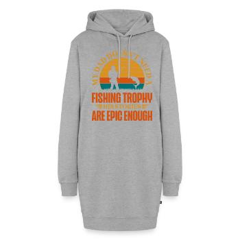 Pêche Papa Papa Pêcheur Childern Drôle Poisson Alors - Sweat-shirt à capuche long Femme - gris chiné - Devant
