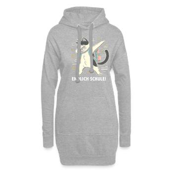 Schule Endlich Katze - Hoodie-Kleid - Grau meliert - Vorne