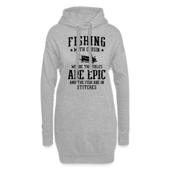 Pêche Cousin Pêcheur Cousins Drôle Poisson Perfec - Sweat-shirt à capuche long Femme - gris chiné - Devant