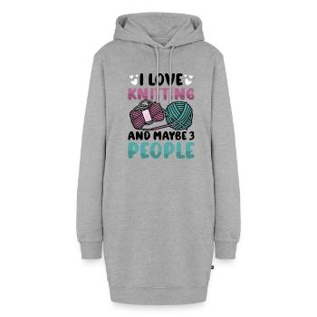 I love Knitting and maybe 3 people - Hoodie-Kleid - Grau meliert - Vorne