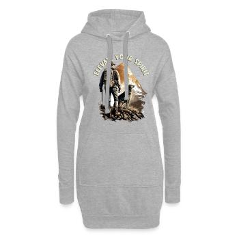 Wanderer mit Hund Design für Bergsteiger - Hoodie-Kleid - Grau meliert - Vorne