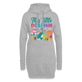 Dolphin 10th Birthday Watercolor - Hoodie-Kleid - Grau meliert - Vorne