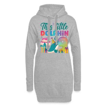 Dolphin 9th Birthday Watercolor - Hoodie-Kleid - Grau meliert - Vorne